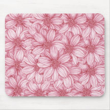 Floral Illustrative Pink Print Mousepad