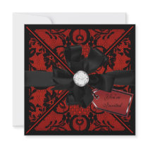 Floral Lace Invite with Diamond Bow