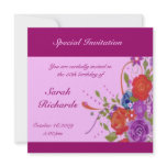 Floral Lady Birthday invitations