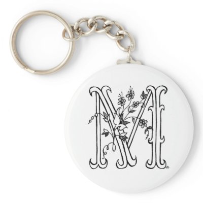 Floral M Keychain by miller531
