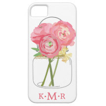 Floral Mason Jar Monogrammed iPhone 5 Case
