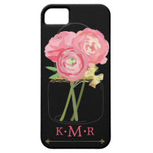 Floral Mason Jar Monogrammed iPhone 5 Case