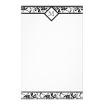 Floral Monogram Damask Stationery