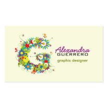 Floral Monogram "G" Initial Business Card