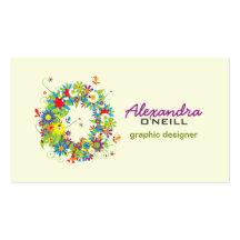 Floral Monogram "O" Initial Business Card