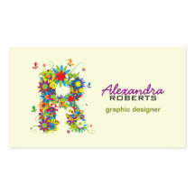 Floral Monogram "R" Initial Business Card