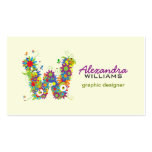 Floral Monogram "W" Initial Business Card