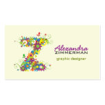 Floral Monogram "Z" Initial Business Card