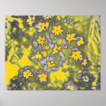 Floral - night vision gold posters
