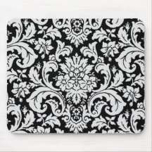 Floral noir et blanc tapis de souris