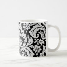 Floral noir et blanc tasse à café