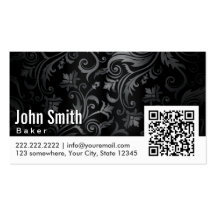Floral Ornament QR Code Baker Business Card