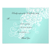 Floral Paisley Aqua Blue RSVP / Response Card Custom Announcement