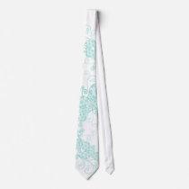 Floral Paisley Aqua Blue Stylish Custom Gift Tie