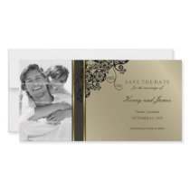 Floral Paisley Black Save The Date Photo Card