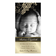 Floral Paisley Flower Chic Baby Birth Announcement Customized Photo Card