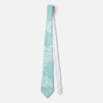 Floral Paisley White Aqua Stylish Custom Gift Tie