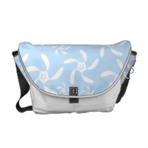 Floral Pattern in Light Blue and White. Messenger Bag