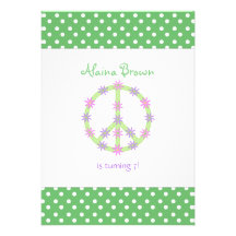Floral Peace Sign Party Invitation
