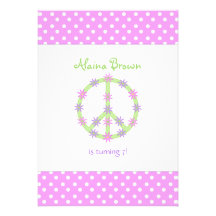 Floral Peace Sign Party Invitation