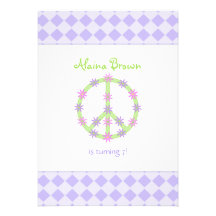 Floral Peace Sign Party Invitation