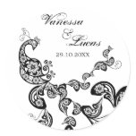Floral Peacock Pattern Favours Label Gift Sticker