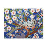 Floral Peacock Tile Art Postcards