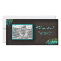 Floral Photo Card Template Blue Green Brown