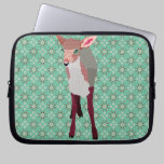 Floral Pink & Grey Fawn Computer Sleeve laptop sleeves