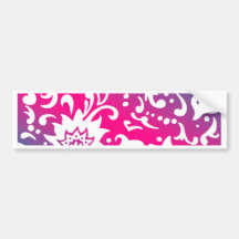 Floral Print Modern Blue PInk White Bumper Stickers