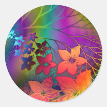 Floral psychédélique adhésif rond