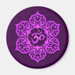 Floral Purple Aum Design Fridge Magnet