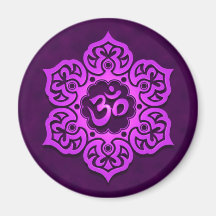 Floral Purple Aum Design Fridge Magnet
