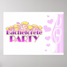floral purple bachelorette party yellow flowers posters