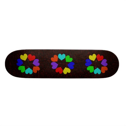Floral Rainbow Love Hearts Skateboard