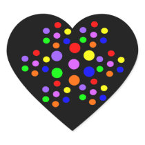 Floral Rainbow Spots Heart Shaped Stickers