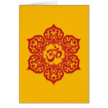 Floral Red and Yellow Aum Design Greeting Cards