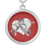 Floral Ribbon Hope - Brain Cancer Personalized Necklace