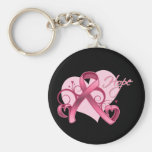 Floral Ribbon Hope - Breast Cancer Keychains