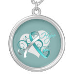 Floral Ribbon Hope - Cervical Cancer Necklace