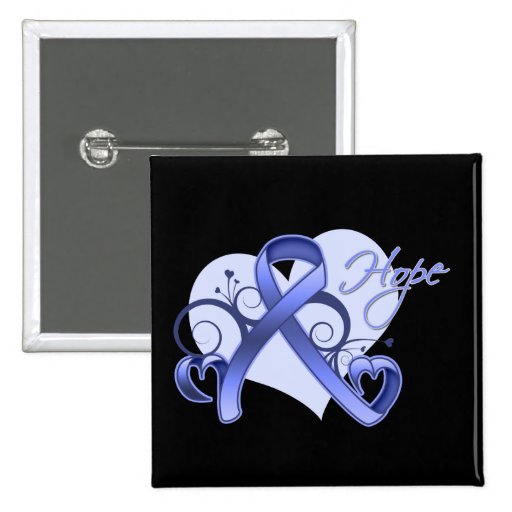 Floral Ribbon Hope - Esophageal Cancer Pinback Buttons