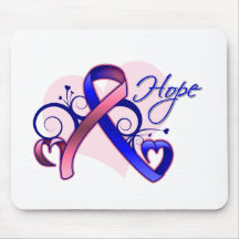 Floral Ribbon Hope - Male Breast Cancer Mousepads
