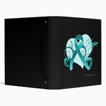 Floral Ribbon Hope - Teal Ribbon 3 Ring Binders