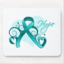 Floral Ribbon Hope - Teal Ribbon Mouse Pads