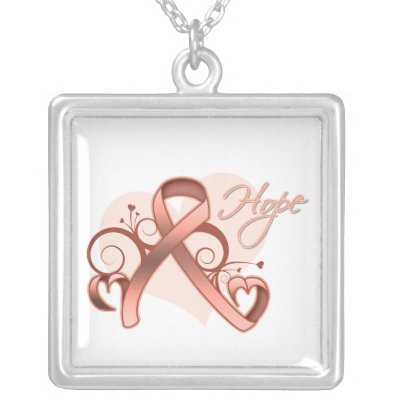 Floral Ribbon Hope - Uterine Cancer Personalized Necklace by cancerapparel