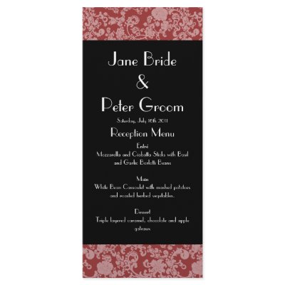 Floral Rococo Wedding, menu/program rack card by kasei_lee