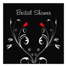 Floral rouge noir et blanc de douche nuptiale faire-part personnalisables