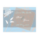 Floral Save The Date - Blue postcards