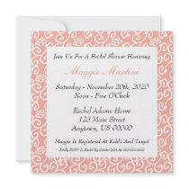 Floral Scroll Bridal Shower Invitation (Peach)