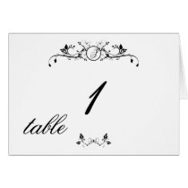 Floral Scroll Monogram  in Black and White Card